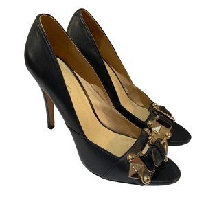 ALDO gorgeous black leather open toe heels size 39